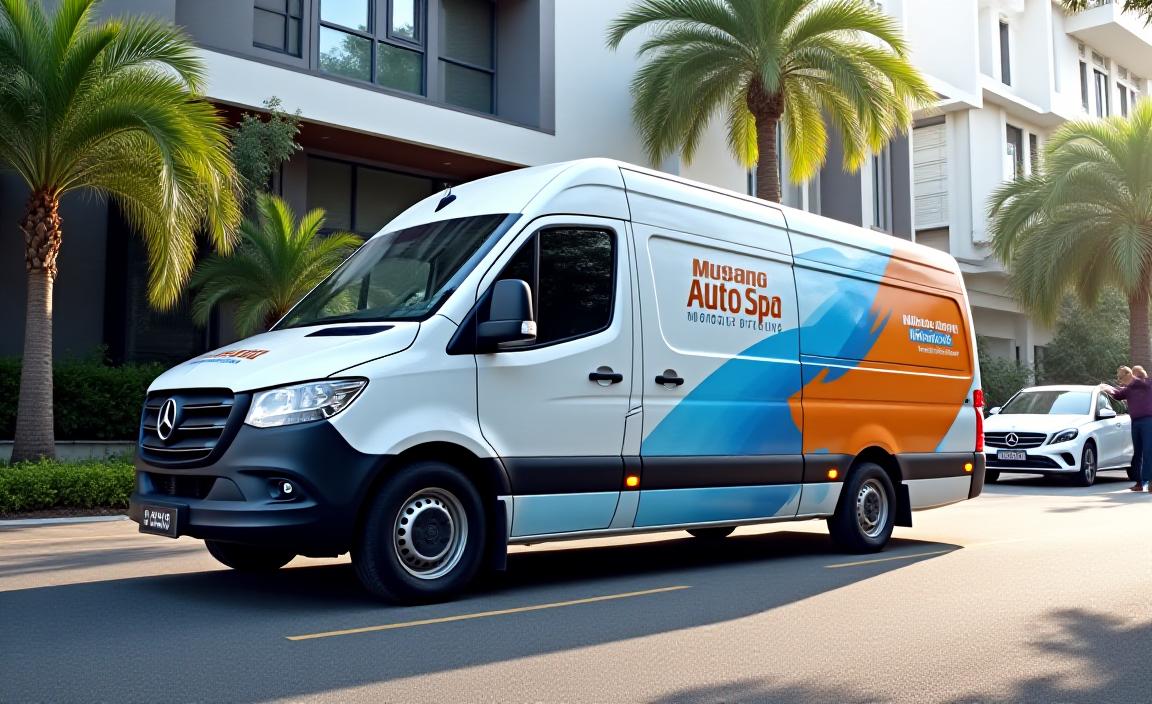 Mobile car detailing service arriving at customer location